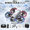Квадрокоптер XKJ K100 MAX MINI — складаний міні-дрон з HD-камерою, FPV, Optical Flow, повним захистом пропелерів, пультом з екраном 3.15″, до 10 хвилин польоту, дальністю до 80 м, сірий